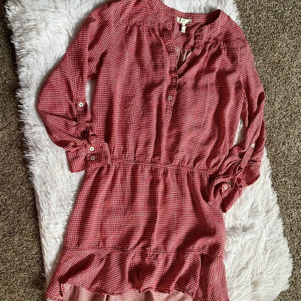Joie Acey Pink‎ White Micro Plaid Ruffle Bottom Mini Dress Size Small